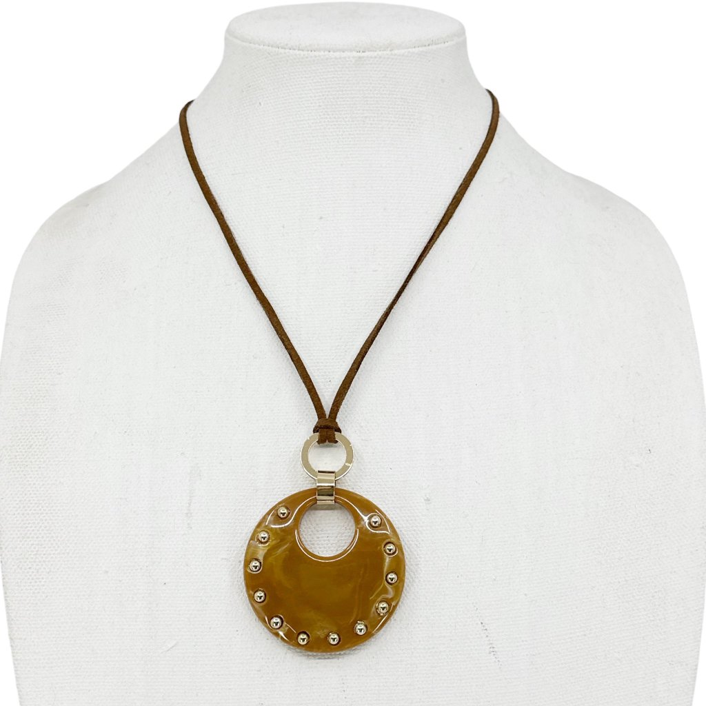 RJ Graziano Gold Tone Acrylic Pendant Cord Necklace Sku-2507 30$